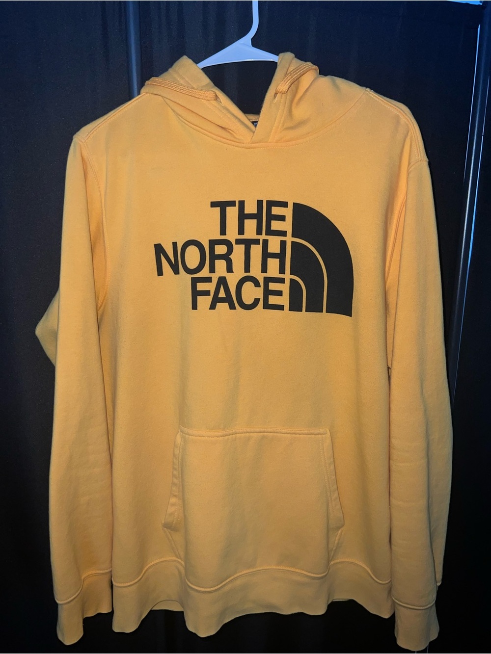 The North Face Mustard Yellow Pullover Hoodie with Black Logo